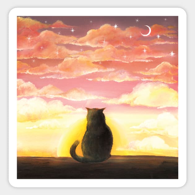 Cat sunset Sticker by HannahFarr